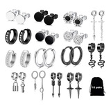 15 Pares Aretes Con Piercing Pendientes Hombre+bolsa De Tela