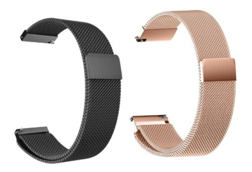 Kit Pulseira 20mm Magnética Compatível Relógio E Smartwatch Cor Preto-rose Gold