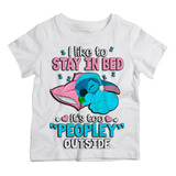 Camiseta Infantil Menina Lilo Stitch Dormindo Pijama