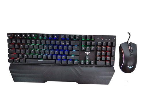 Kit Combo Teclado Mecanico Rgb Ingles Us Mouse 4800dpi Gamer