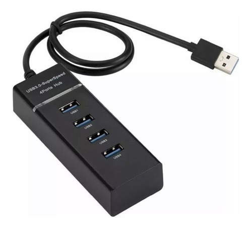 Hub Usb Multi- Portas Usb 3.0 Preto 4 Portas