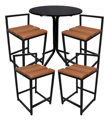 Conjunto Mesa Bistrô 76cm 4 Banquetas Reforçada C/ Encosto