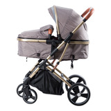 Coche Bebé Moises Plegable Ebaby Color Beige Chasis Dorado