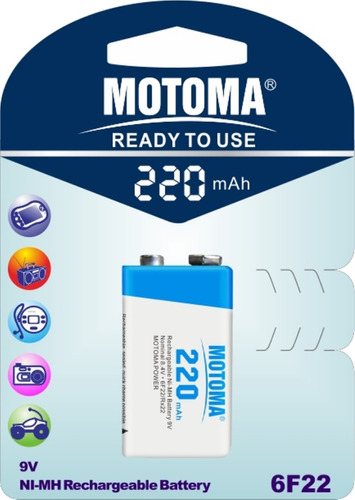 Bateria Recargable 9v 220mah Reales Motoma Ni-mh San Martin