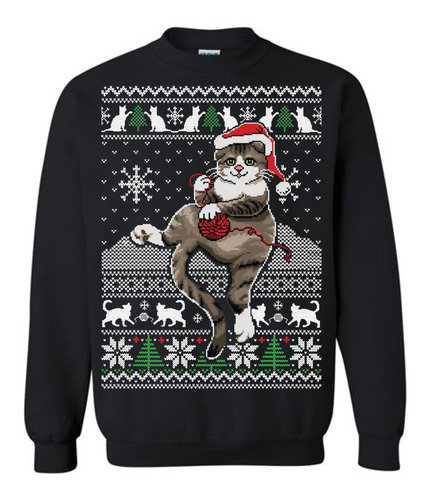 Hermosa Sudadera Navidad Ugly Christmas Sweater Tierno Gato 