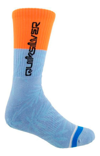 Meia Quiksilver Cano Alto - Azul E Laranja