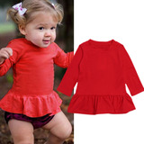 Vestido De Manga Larga Para Niñas Blusa Roja 0 - 2 Años