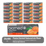 Pack 25 Pastas Dentales Sin Fluor Biomed Citrus Fresh 100g