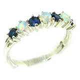 Plata De Ley 925 natural Opal & Zafiro Womans Eternity Ring 