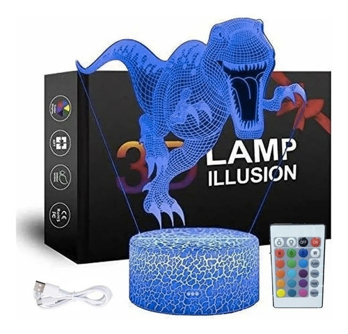 Lámpara De Mesa For Niños Con Dinosaurio Acrílico 3d, Luz