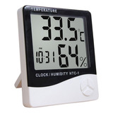 Termohigrometro Medidor De Temperatura, Humedad Y Reloj Htc1