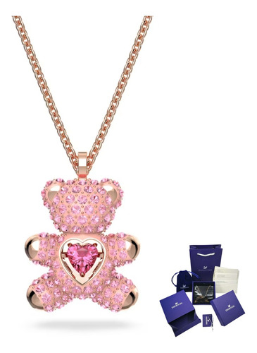 Collar Oso Teddy Bear Swarovski Oro Rosa+ Kit D Regalo