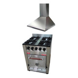 Combo Cocina Pevi 60 Cm Acero Inox + Campana Extractora Cuot