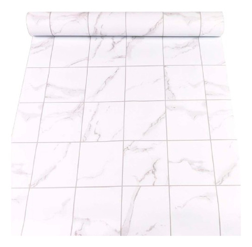 Papel Vinilo Tapiz Adhesivo De 10 M X 45 Cm Baldosín Blanco 