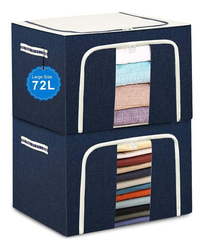 Cajas De Almacenamiento De Ropa 72 L X 2 Grandes Organizador