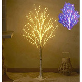 Árbol De Abedul Iluminado 200 Luces Led De Hadas Multi...