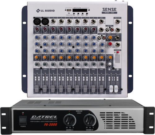 Amplificador Potência 400w Datrel + Mesa Sense1002 Ll Audio 
