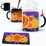 Taza Magica Dia De Muertos Regalo Ofrenda Modelo 8 Flores