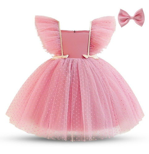 Vestido De Fiesta De Tul Con Lunares Para Bebés Y Niñas De N