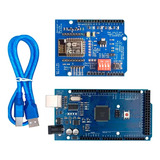 Mega 2560 Compable Con Arduino + Shield Wifi Esp8266 + Cable