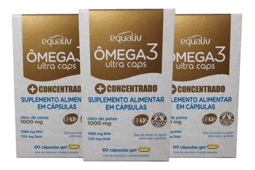 Kit 3x Ultra Caps Omega 3 Equaliv 60 Caps, Certificado Ifos