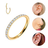 Piercing Dourado Argola Click Nariz Com Zirconia Brilhante