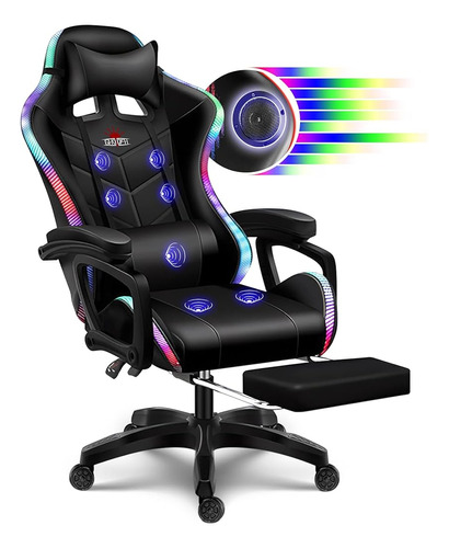 Wzdhyyws Rgb Silla De Juego Con Altavoces Y Masaje, Silla De