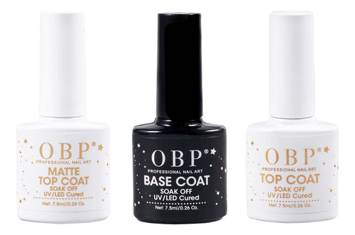 Kit Top Coat+matte Coat+base Coat 7.5ml Gel Para Uñas 3 Pzs