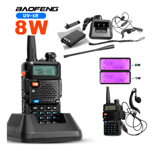 Kit Rádio Ht Digital Policia Dual Band Baofeng 128 Canais