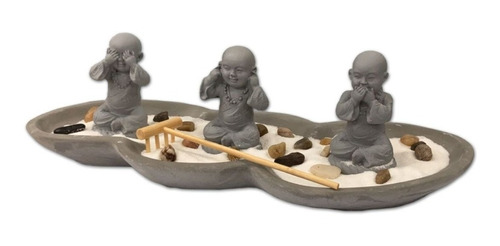 Jardim Zen Japonês Trio De Budas Incensário Yoga Decoração