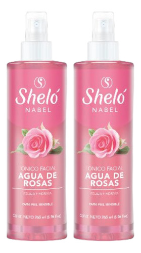 Tonico Facial Agua De Rosas Shelo Nabel® 265ml. 2 Piezas