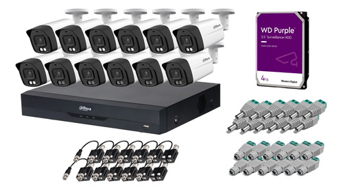 Kit Dvr 16 Canales 8mp, 12 Cámaras 8mp Full Color, Disco 4tb