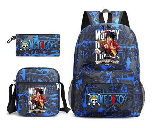 Mochila Luffy Student, Estojo De Lápis, Conjunto De Três Peç