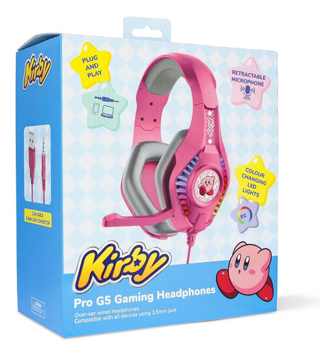 Pro G5 Kirby Headphones Luz Rgb Color Rosa Chicle