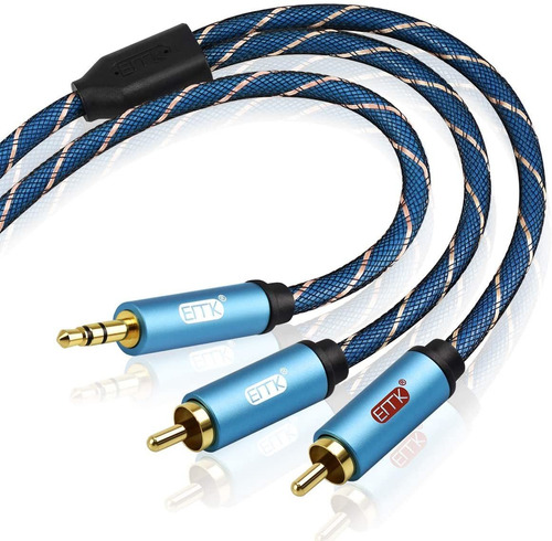 Cable Divisor Auxiliar A Rca De 3,5 Mm, 6.6 Pies/azul