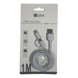 Cable De Carga Y Datos Micro Usb V8 + Lightning 2.1 A /e Color Blanco