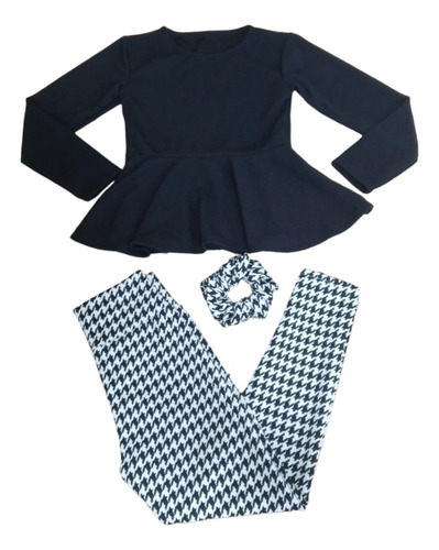 Conjunto 3pzs Calza+polera Peplum+colet