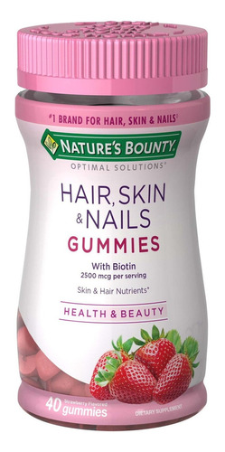 Suplemento En Gomitas Nature's Bounty  Hair, Skin & Nails Carbohidratos Sabor Fresa En Pote 40 Un