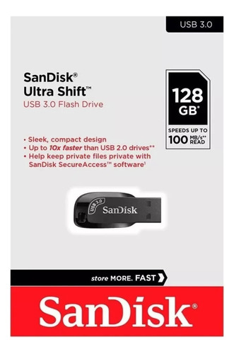 Pendrive Sandisk Ultra Shift 128gb Usb 3.0 Preto