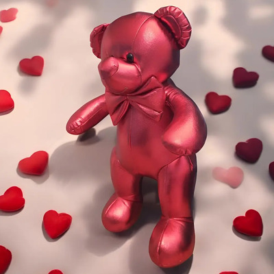 Oso De Peluche Metalico 42cm Plateado Rosa Brillante Color Rojo Metalico | Meses sin interés