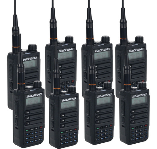 Kit 8 Rádios Uv-16 Pro Ip55 Microfone Baofeng Walkie Talkie