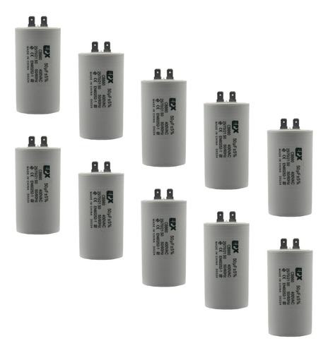 Kit 10 Capacitor Permanente 50uf 400v Epx  (c/terminal)