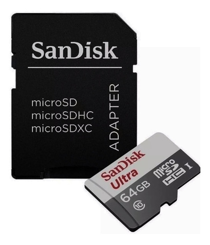 Cartão De Memória Sandisk Ultra Com Adaptador 64gb Micro Sd