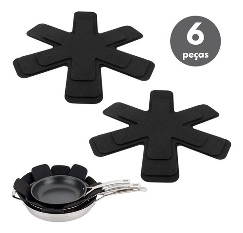 Protetor Panela Frigideira Anti Risco 02 Unid 6 Pçs Ck 5085 Cor Preto Liso