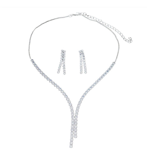 Conjunto Feminino Colar E Brincos Strass Festa Mãe Da Noiva