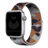 Pulseira Aço Magnetico Milanese Marrom Camuflado Compatível Com Apple Watch 38/40/41mm