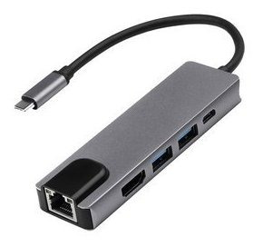 Adaptador Hub Tipo C Macbook 5 En 1 / Rj45 / Hdmi / Usb 3.0