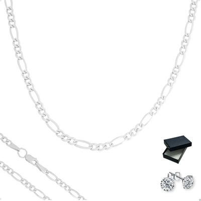 Cadena Figaro 3x1 Plata Ley 925 Collar 55cm 3.3mm Estuche Color Plateado Varouro | Meses sin interés