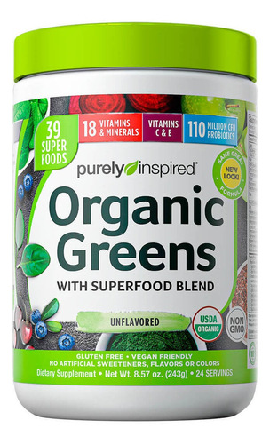 Super Alimento Y Multivitaminico Organic Greens 243gr