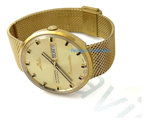 Reloj Mido Commander Dorado Automático Acero Dorado Malla